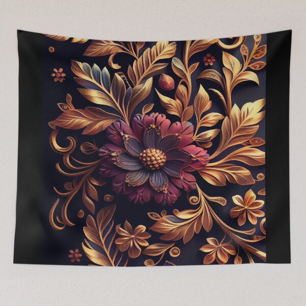 Item preview, Opulent Bloom: Gilded Floral Symphony designed and sold by ShadowAndSlate.