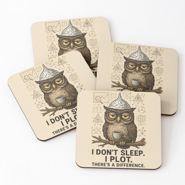 Item preview, I Don’t Sleep. I Plot – Conspiracy Owl Humor designed and sold by A Sinister Sly.