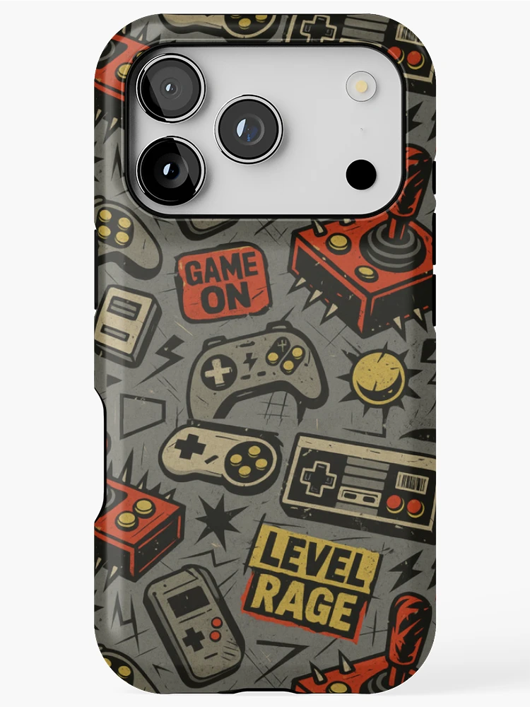 Thumbnail 1 of 4, iPhone Case, Level Rage: Retro Gamer Pattern designed and sold by Zenvo.