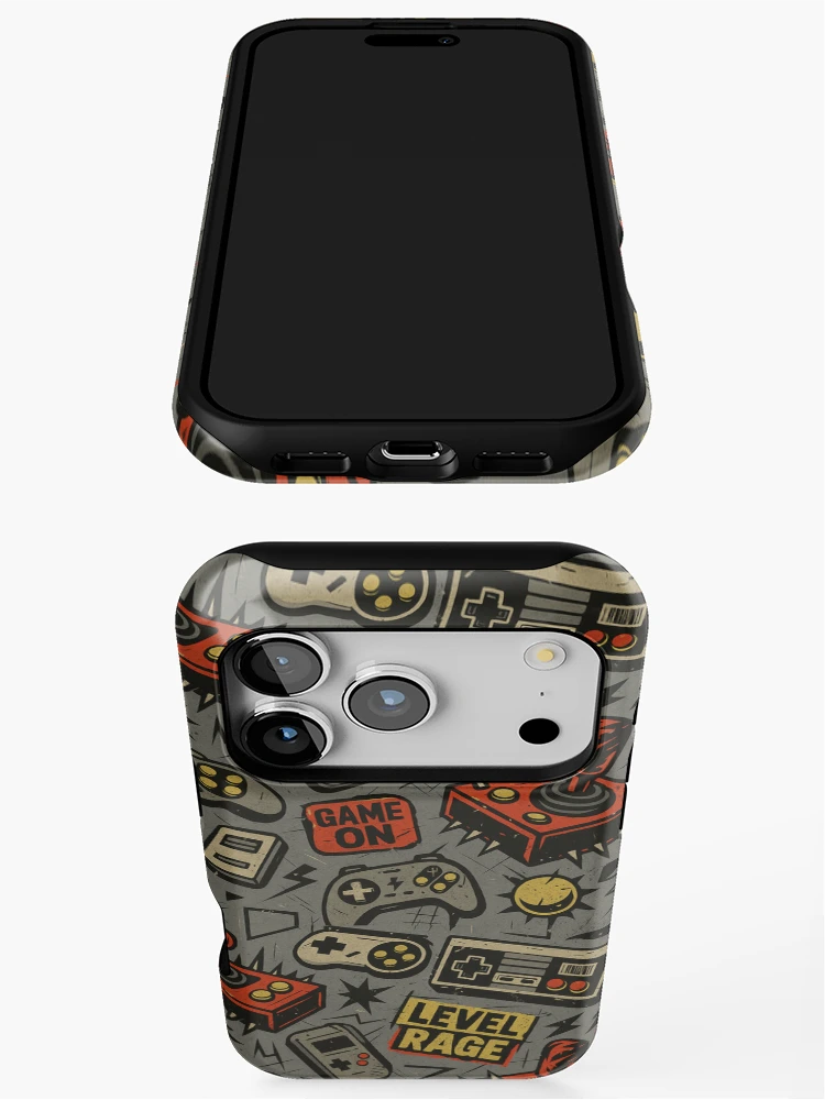 Thumbnail 3 of 4, iPhone Case, Level Rage: Retro Gamer Pattern designed and sold by Zenvo.