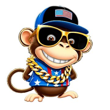 Aperçu de l'œuvre whimsical cartoon monkey, with a mischievous grin and bright de 1onemarket