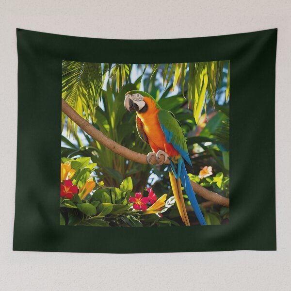 Item preview, Parrot, and amazing beautiful flowers around   designed and sold by Hope-it-fits.
