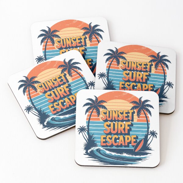 Item preview, Sunset Surf Escape – Retro Beach Surf Design with Palm Trees, Ocean Waves, and Bold Summer Vibes for Coastal Lifestyle Fans designed and sold by CreativeVisionsHub.