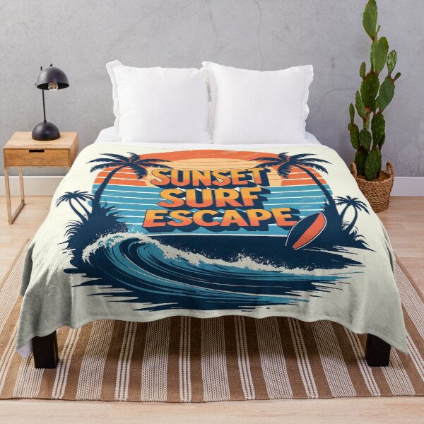 Item preview, Sunset Surf Escape – Retro Beach Surf Design with Palm Trees, Ocean Waves, and Bold Summer Vibes for Coastal Lifestyle Fans designed and sold by CreativeVisionsHub.
