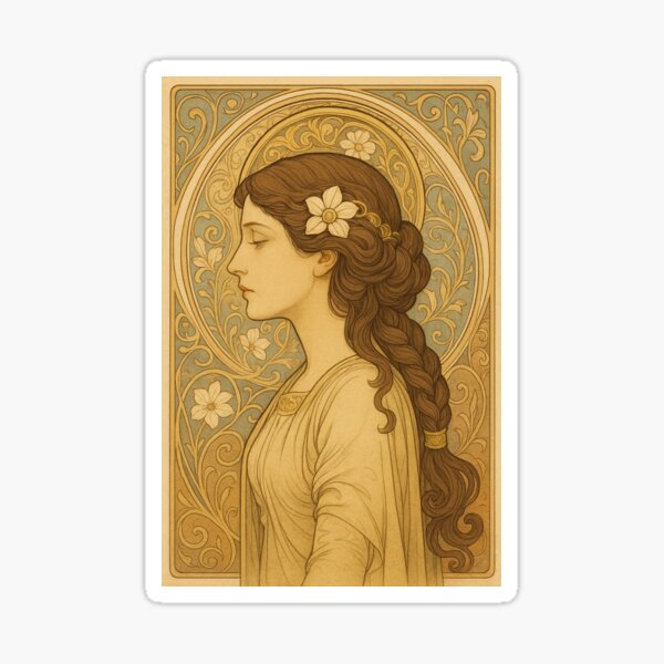 Aperçu de l'œuvre Art Nouveau Floral Maiden – Élégance vintage créée et vendue par Llyon34.