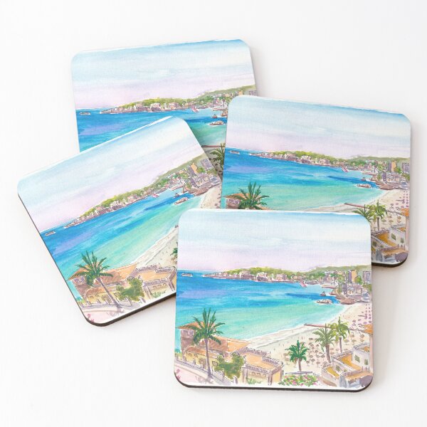 Item preview, Cala Major Beach Bliss in Mallorca with Palms, Bay and Azure Waters designed and sold by artshop77.