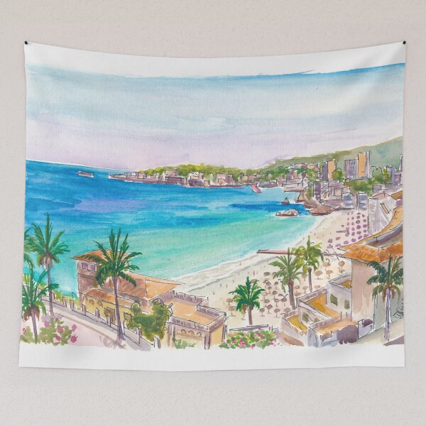 Item preview, Cala Major Beach Bliss in Mallorca with Palms, Bay and Azure Waters designed and sold by artshop77.