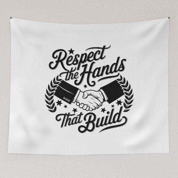 Item preview, Respect the Hands That Build – Vintage Tattoo Style Labor Day Art designed and sold by ARTReMi.