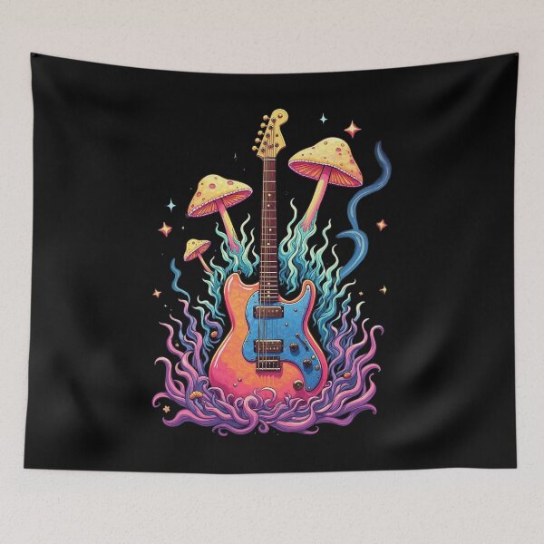 Artikelvorschau, Psychedelic Rock E-Gitarre mit Pilzen entworfen und verkauft von EddieBalevo.
