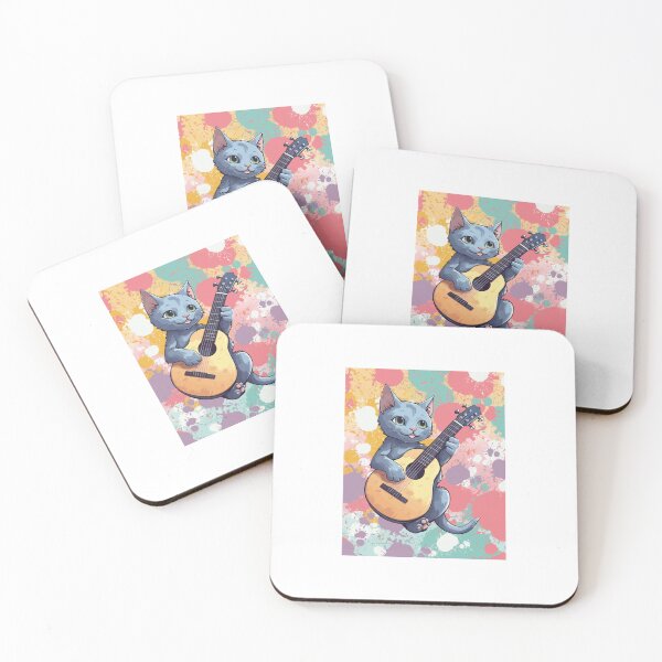 Item preview, Musical Russian Blue Cat with Guitar – Cool Cat Vibes, Feline Grooves designed and sold by LifeArt24.