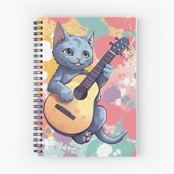 Item preview, Musical Russian Blue Cat with Guitar – Cool Cat Vibes, Feline Grooves designed and sold by LifeArt24.