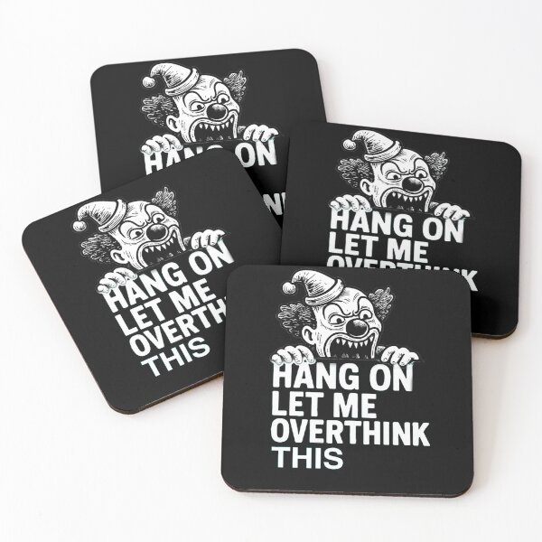 Item preview, Creepy Clown Overthinking – Black & White Dark Humor Design designed and sold by CosmicSplendor.