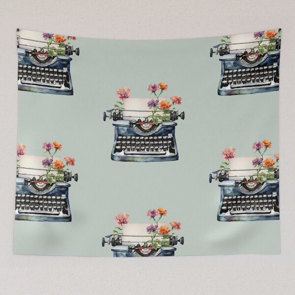 Item preview, Flowers growing from typewriter, I love books and flowers,  Books Lover,   Vintage books, Plants lover, Flower Lovers, designed and sold by KolorellaS.