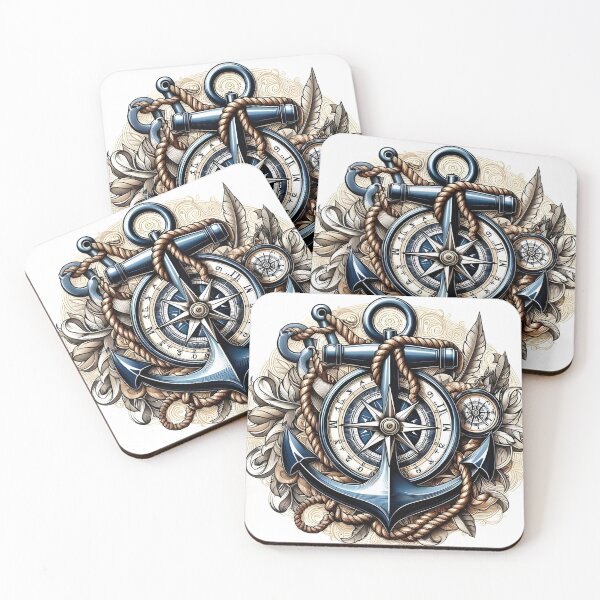 Item preview, anchor with rope and compass designed and sold by StickerManiaBE.