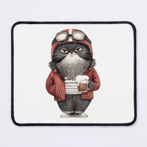 Item preview, Watercolor pallas cat | Biker cat | Otocolobus manul | Motorcycle cat | Grey Cat | Manly cat with beer 15 designed and sold by Yaremchuk.