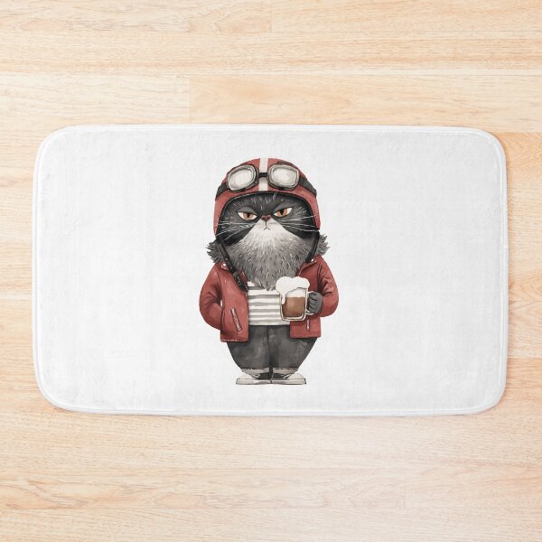 Item preview, Watercolor pallas cat | Biker cat | Otocolobus manul | Motorcycle cat | Grey Cat | Manly cat with beer 15 designed and sold by Yaremchuk.