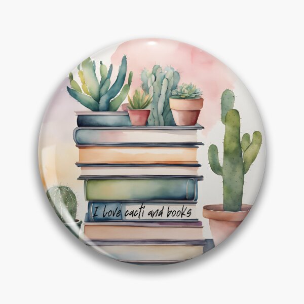 Item preview, Cacti in pots on books, I love books and cacti,  vintage books,  designed and sold by KolorellaS.