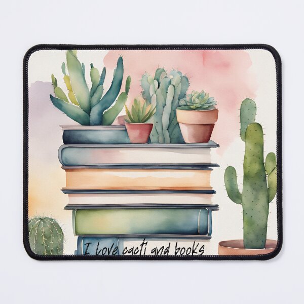 Item preview, Cacti in pots on books, I love books and cacti, vintage books, designed and sold by KolorellaS.