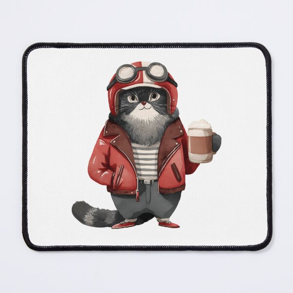 Item preview, Watercolor pallas cat | Biker cat | Otocolobus manul | Motorcycle cat | Grey Cat | Manly cat with beer 16 designed and sold by Yaremchuk.