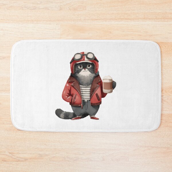 Item preview, Watercolor pallas cat | Biker cat | Otocolobus manul | Motorcycle cat | Grey Cat | Manly cat with beer 16 designed and sold by Yaremchuk.