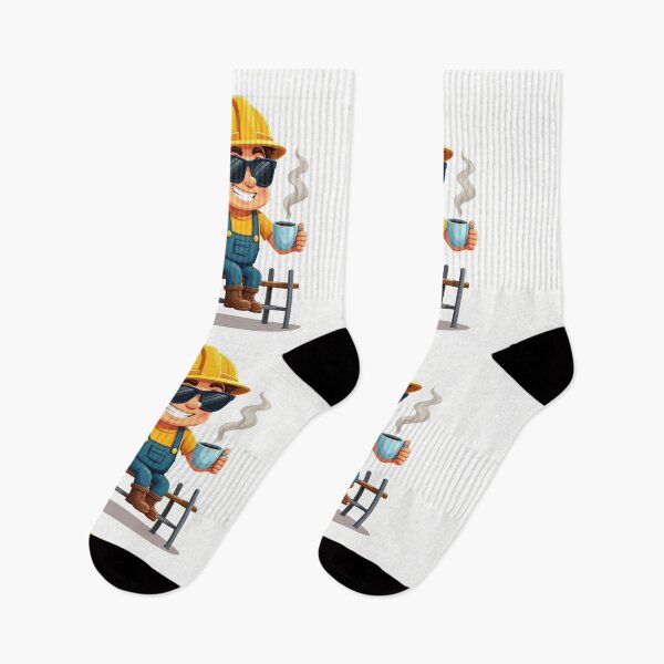 Item preview, Funny Cartoon Construction Worker with Coffee designed and sold by JDGeoShop.