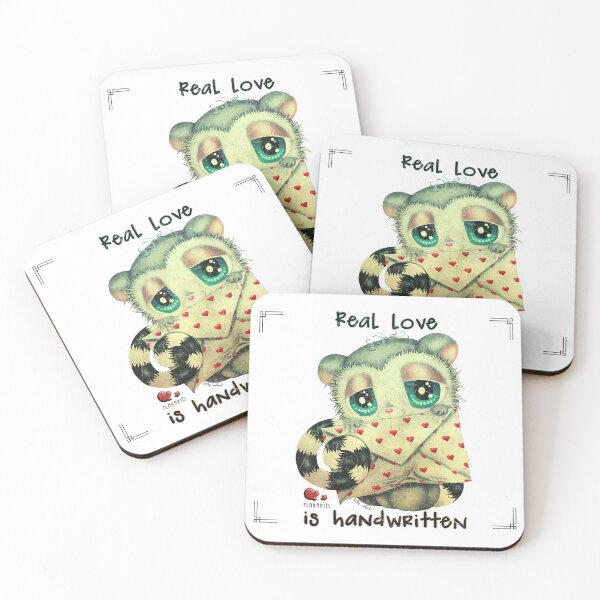 Item preview, Real love is handwritten - cute lemur with love letter - retro style designed and sold by Plakartis.