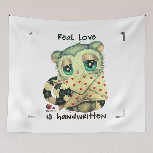 Item preview, Real love is handwritten - cute lemur with love letter - retro style designed and sold by Plakartis.