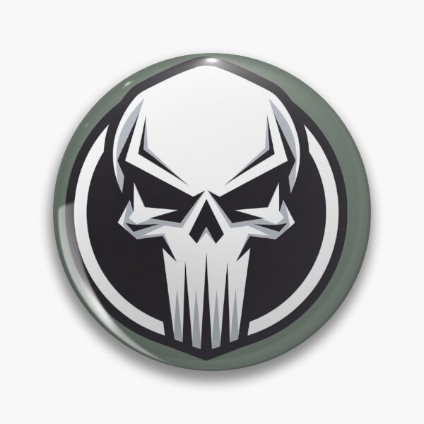 Item preview, A 90's neogeo videogame pixel art style of a bold, monochrome icon of a skull inside a circle. designed and sold by 123ks.