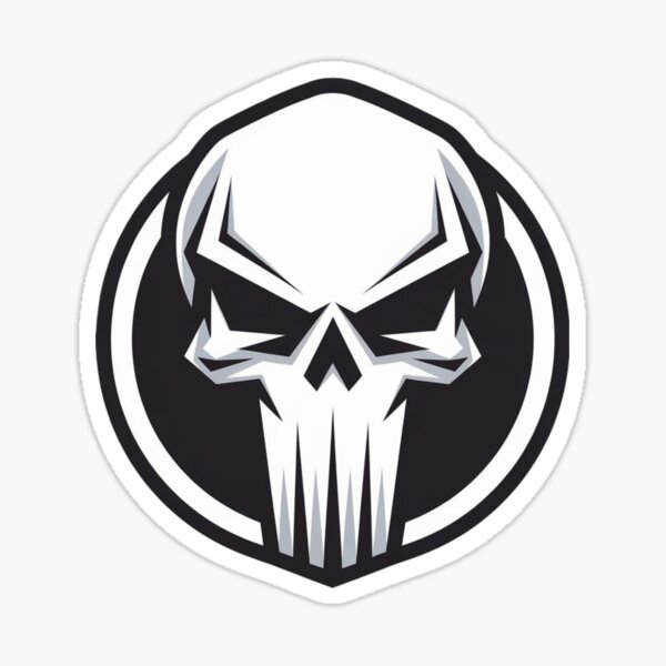 Item preview, A 90's neogeo videogame pixel art style of a bold, monochrome icon of a skull inside a circle. designed and sold by 123ks.