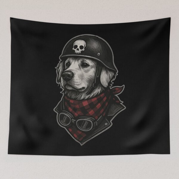Item preview, Biker Golden Retriever Dog Skull Helmet designed and sold by TomFrontierArt.