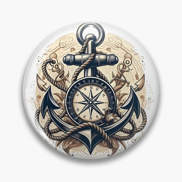 Item preview, anker with compass and rope designed and sold by StickerManiaBE.
