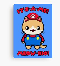 Cute Cat Funny Kawaii Mario Parody Canvas Print
