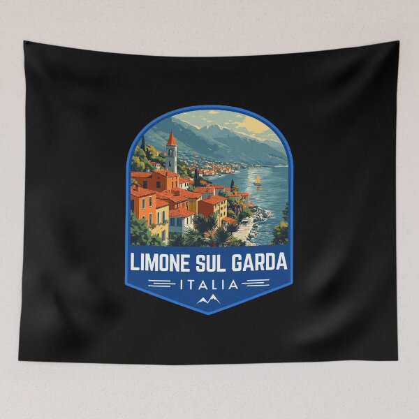 Item preview, Limone Sul Garda in Lombardy, Italy Vintage Travel Art Badge designed and sold by MaateoDesign.