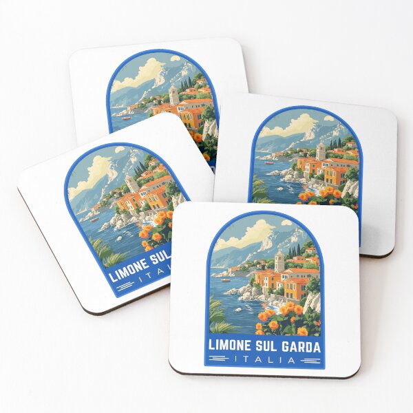 Item preview, Limone Sul Garda in Lombardy, Italy Vintage Travel Art Emblem designed and sold by MaateoDesign.