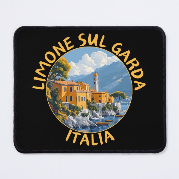 Item preview, Limone Sul Garda in Lombardy, Italy Retro Travel Art Circle Emblem designed and sold by MaateoDesign.