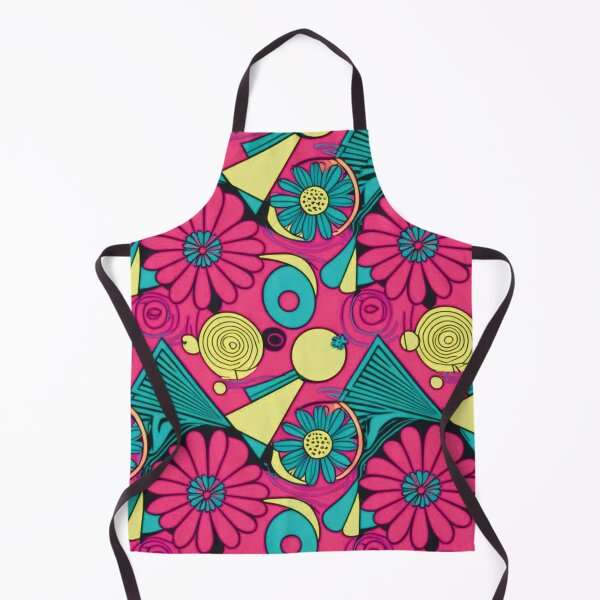 Item preview, Electric Daisy Motifs with Bright Geometric Swirls designed and sold by Hanging On By A Staple.