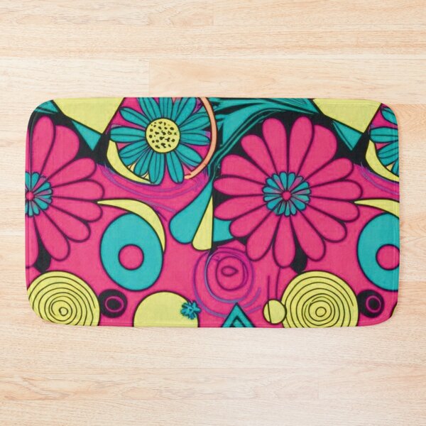 Item preview, Electric Daisy Motifs with Bright Geometric Swirls designed and sold by Hanging On By A Staple.