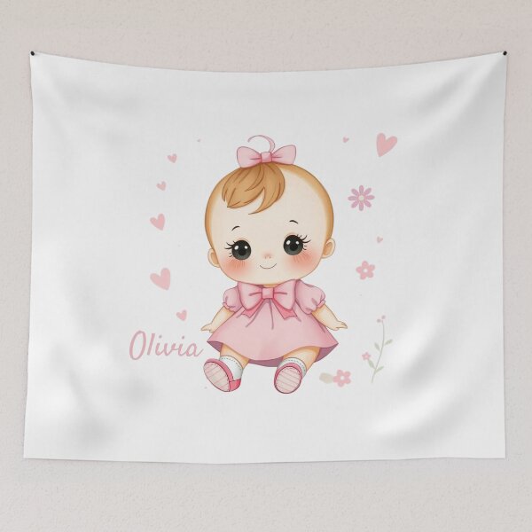Item preview, Olivia Baby Girl Name – Cute Doll Illustration in Pastel Style designed and sold by daila70.