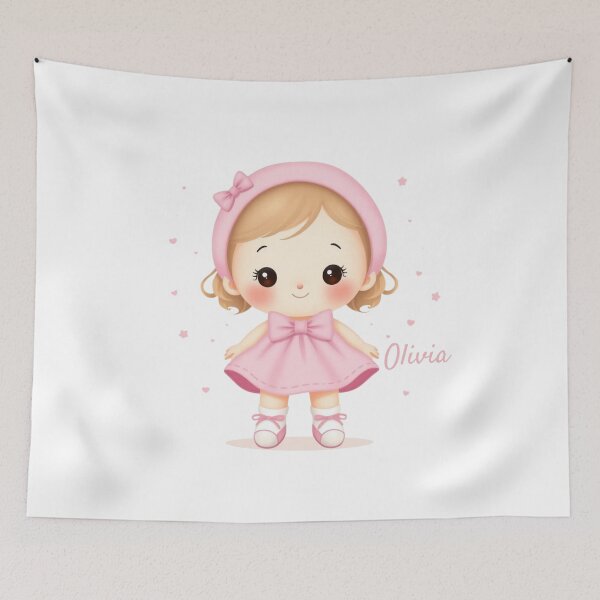 Item preview, Olivia Baby Girl Name – Cute Doll Illustration in Pastel Style designed and sold by daila70.