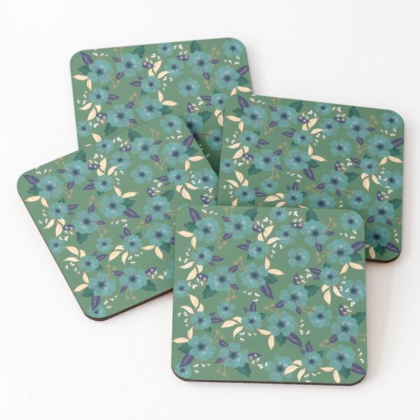 Item preview, Wildflower floral pattern in watercolor style on a green background designed and sold by Martapp.