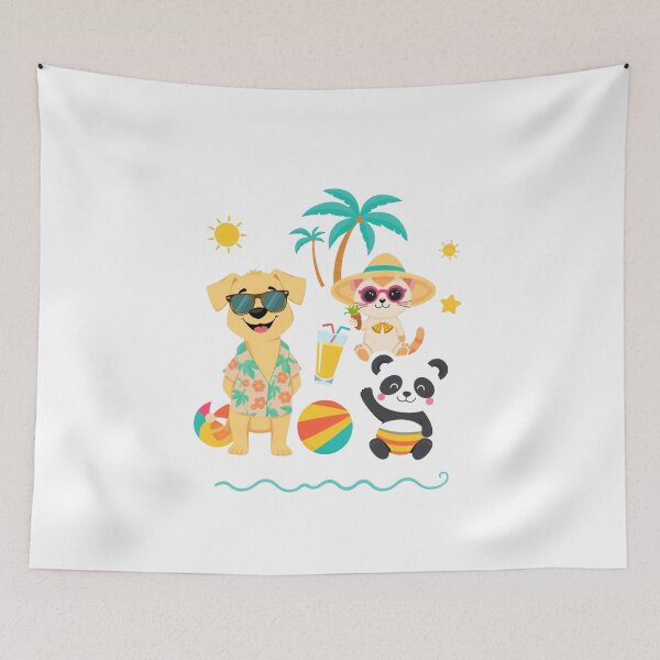 Item preview, Cute Animals in Summer Outfits – Fun Beach Vacation Vibes designed and sold by Karamshooop.