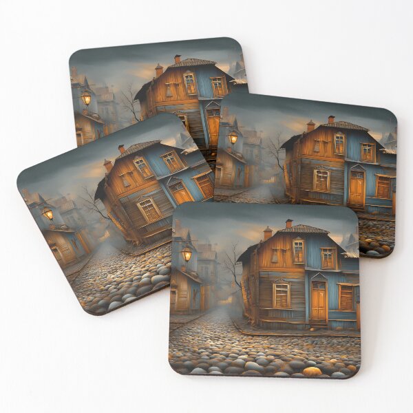 Item preview, Mystical cobblestone street with warm glowing lights designed and sold by Artessie.