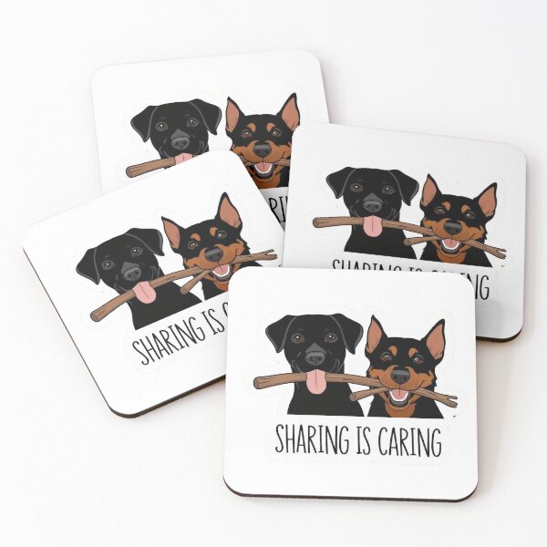 Item preview, Funny Dog Sticker – Sharing Is Caring – Cute Dogs with Stick designed and sold by 2IdiotsDesign.