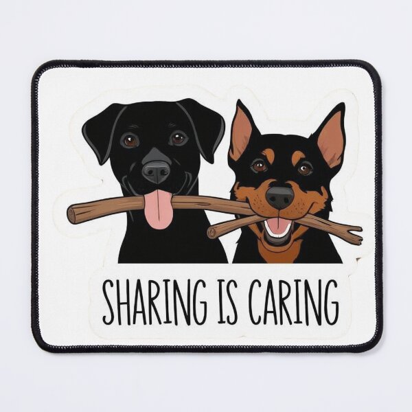 Item preview, Funny Dog Sticker – Sharing Is Caring – Cute Dogs with Stick designed and sold by 2IdiotsDesign.