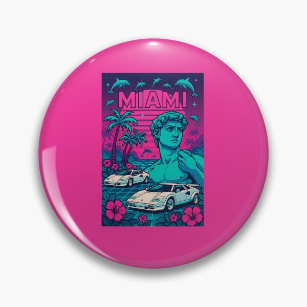 Item preview, Retro Vaporwave Design with Palm Trees, Dolphins & Classic Cars designed and sold by PixelForge.com.de.
