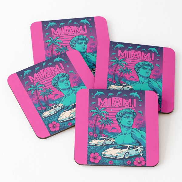 Item preview, Retro Vaporwave Design with Palm Trees, Dolphins & Classic Cars designed and sold by PixelForge.com.de.