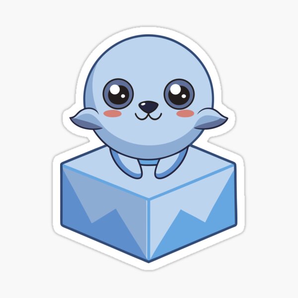 Pixel seal pup on an iceberg Sticker