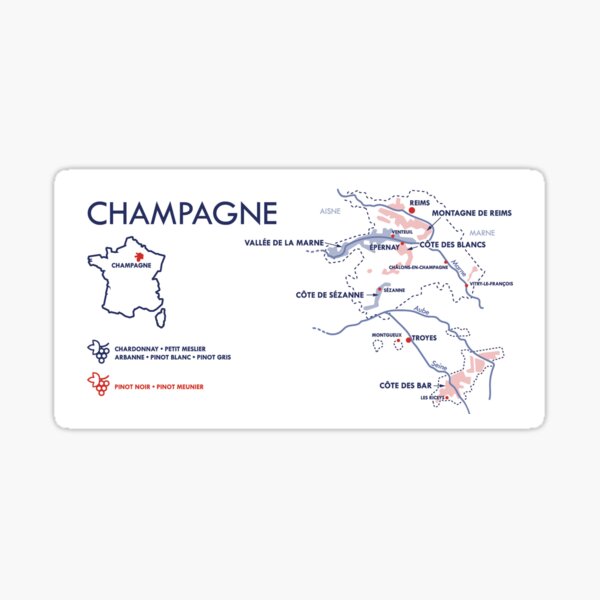 Item preview, Vineyard map of the Champagne region designed and sold by FrenchWineMap.