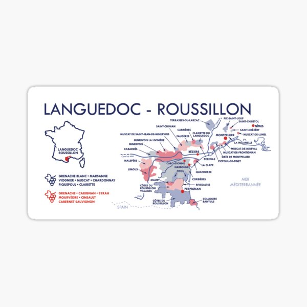 Item preview, Vineyard map of Languedoc - Roussillon designed and sold by FrenchWineMap.