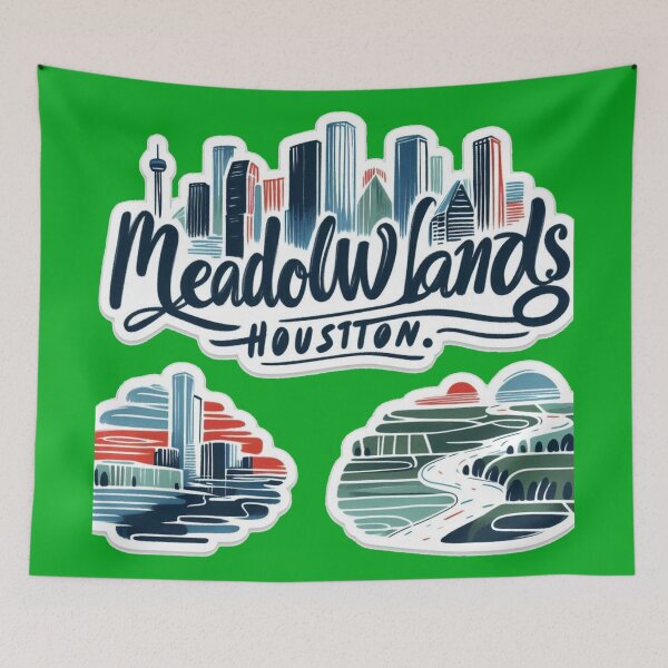 Item preview,  Meadow Lands Houston Watercolor Minimalist Cityscape Sticker, designed and sold by PaintMeWorld.